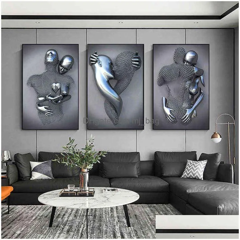 Arts And Crafts Metal Figure Statue Art Canvas Painting Romantic Abstract Posters And Prints Wall Pictures Modern Living Room Christma Dhmj5