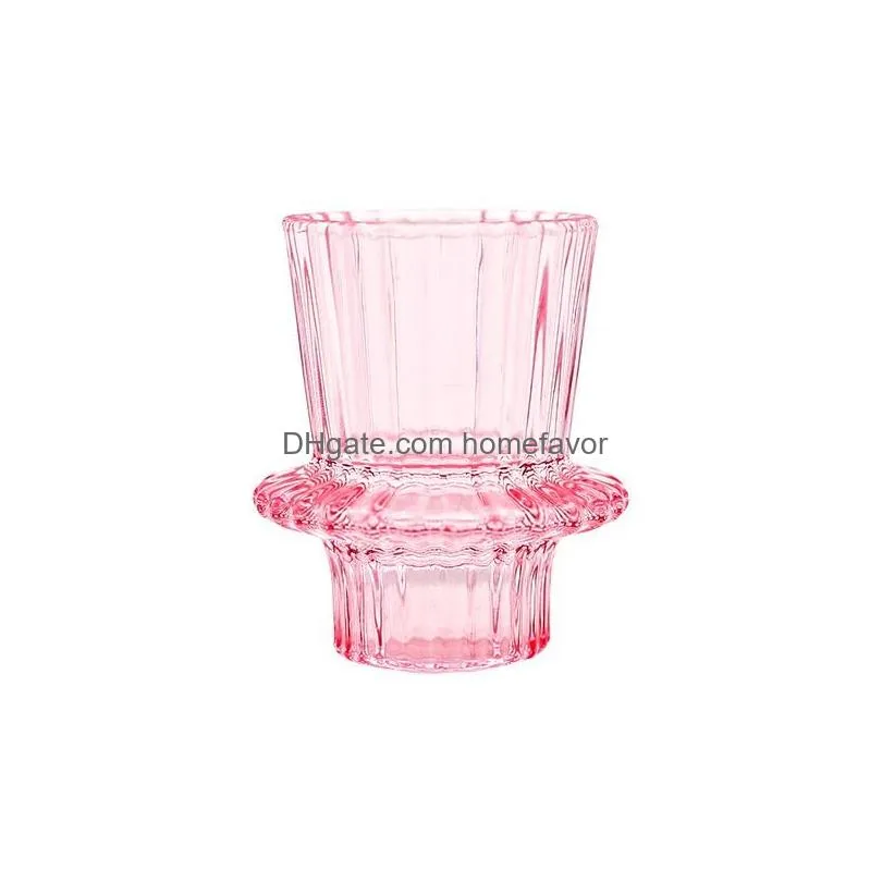 candle holders nordic pink glass candlestick european candles table stand romantic pophor home decoration7158384