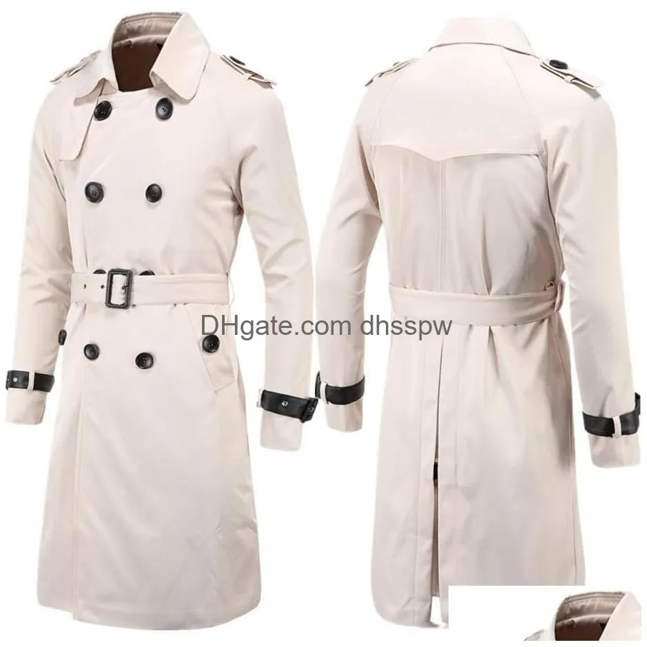 men trench coat classic double breasted trench coat masculino male winter clothing long jackets coats british style overcoat