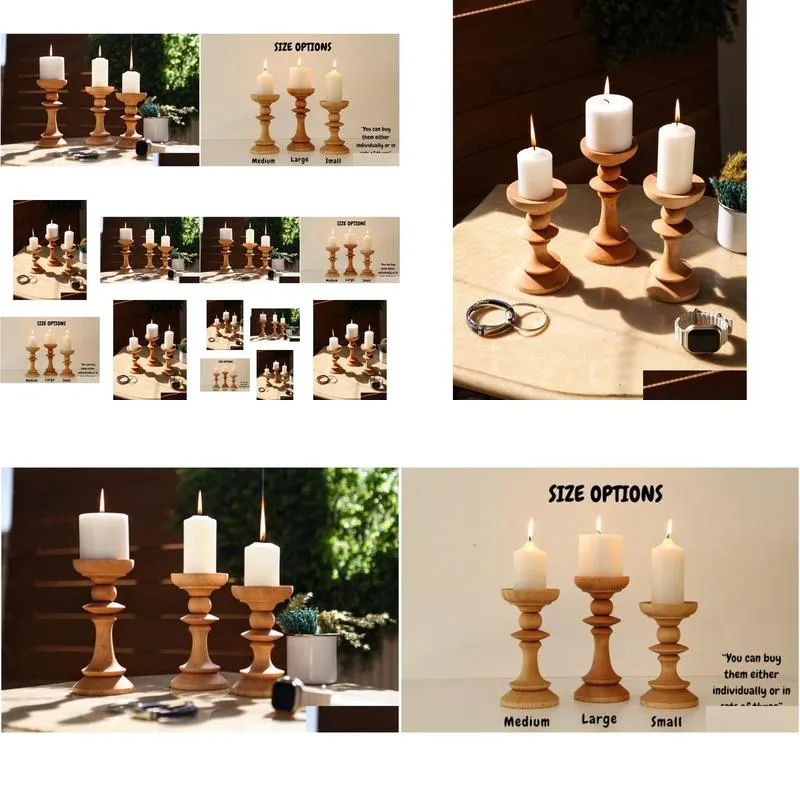 Candle Holders - Home Decor Gift Wooden Candlestick Wedding New Drop Delivery Otayk