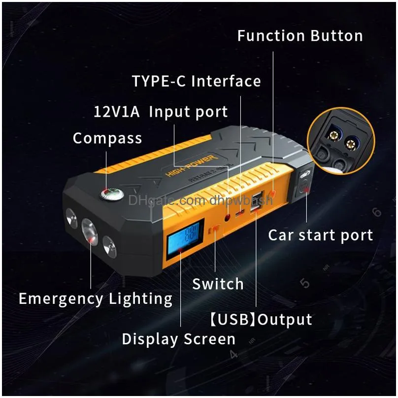 factory supply car jump starter 12v auto battery power bank 88000mah mobile phone rescue energy storage vehicle tools