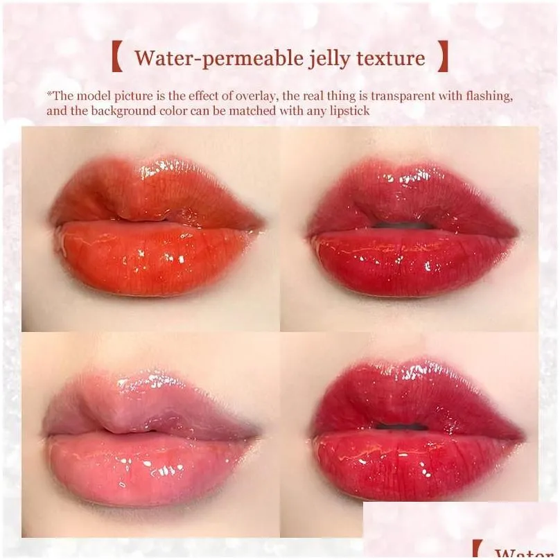 mirror water lip gloss glaze transparent glass lip oil waterproof lasting liquid lipstick lipgloss lips cosmetics in bulk