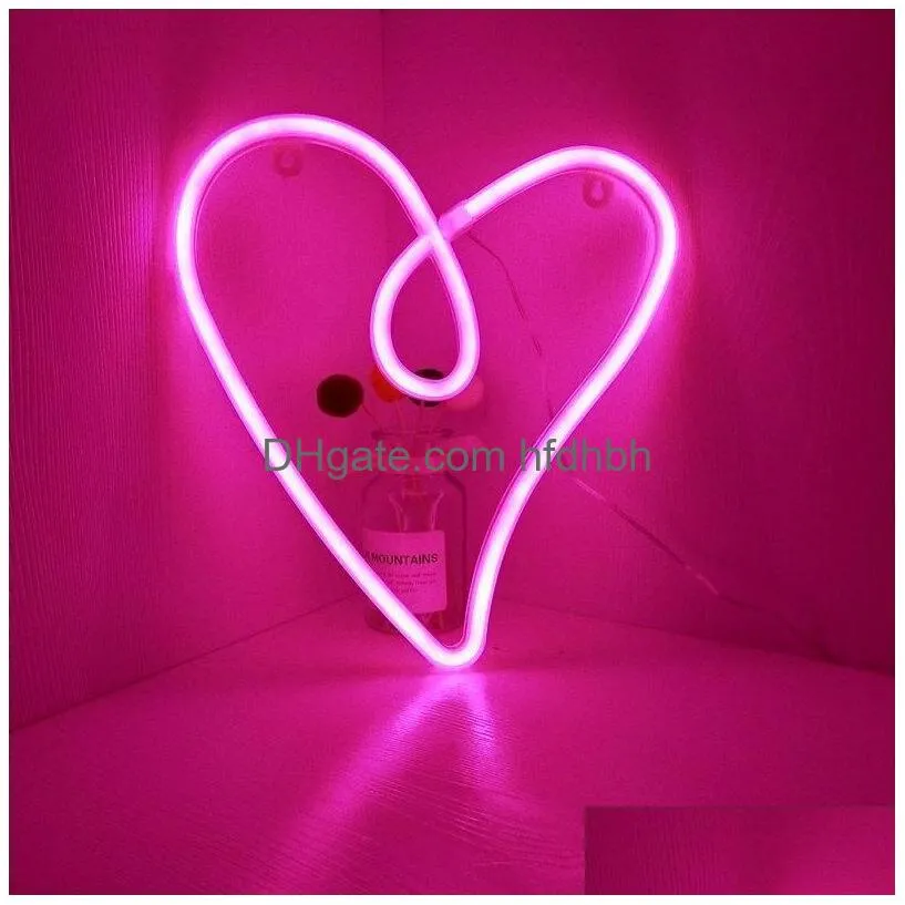 led neon sign smd2835 indoor night light love heart rainbow cat home lighting model usb decorations table lamps for holiday xmas party