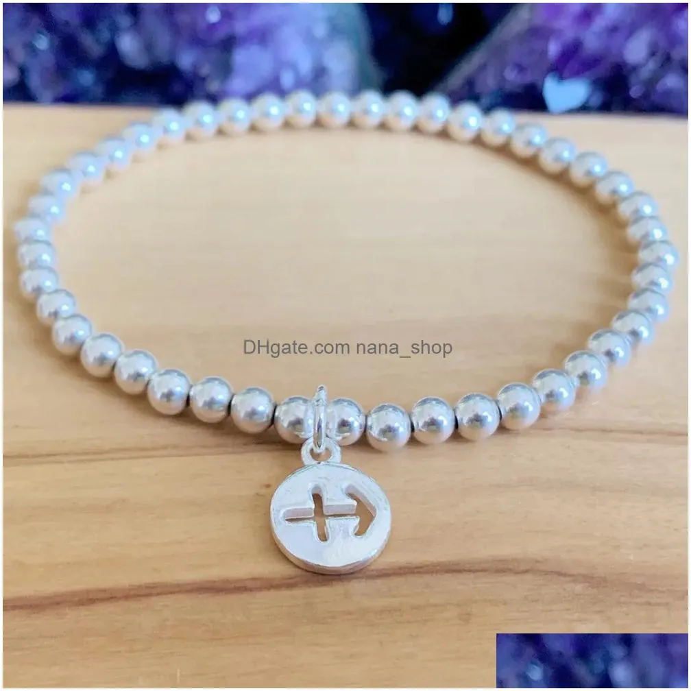 Beaded Mg1263 New Design Sagittarius Zodiac Charm Bracelet Womens Spiritual Nce Yoga Mala Energy Protection Drop Delivery Jewelry Bra Dhj5T