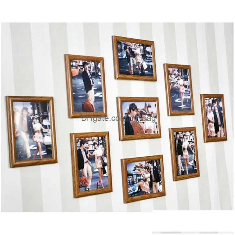 Frames And Mouldings 9Pcs Picture Frames Wall Po Frame Set 7Inches Creative Wedding Series Family For Decor 2597356 Drop Delivery Home Dh2Oa