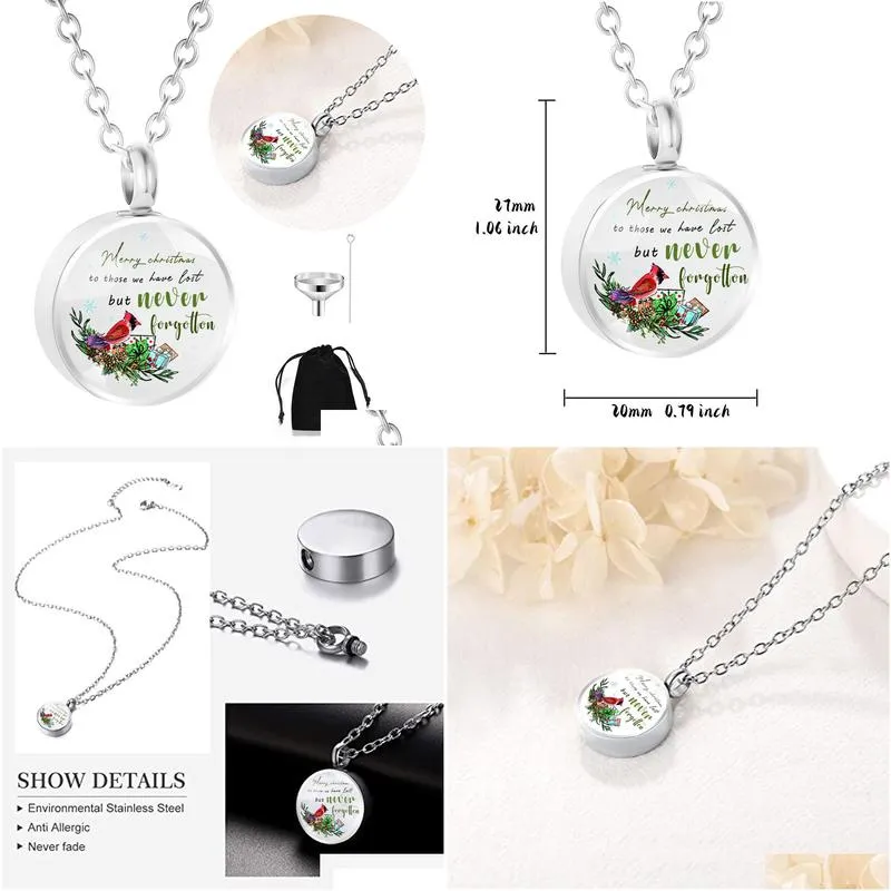 Pendant Necklaces Commemorative Family Pet Hair Stainless Steel Ash Pendant Jewelry Openable Round Box Necklace Drop Delivery Jewelry Dh2Pg