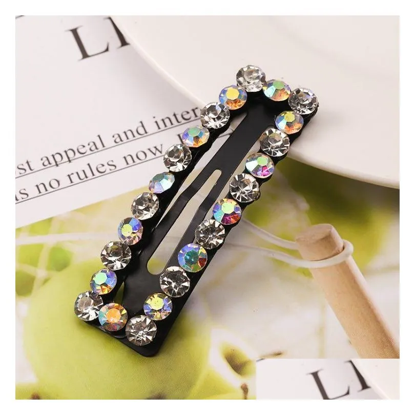 Hair Clips & Barrettes Super Flash Rhinestone Bb Hair Clips Water Droplet Czech Diamond Square Clip Card Wholesale Drop Delivery Jewe Dhy47