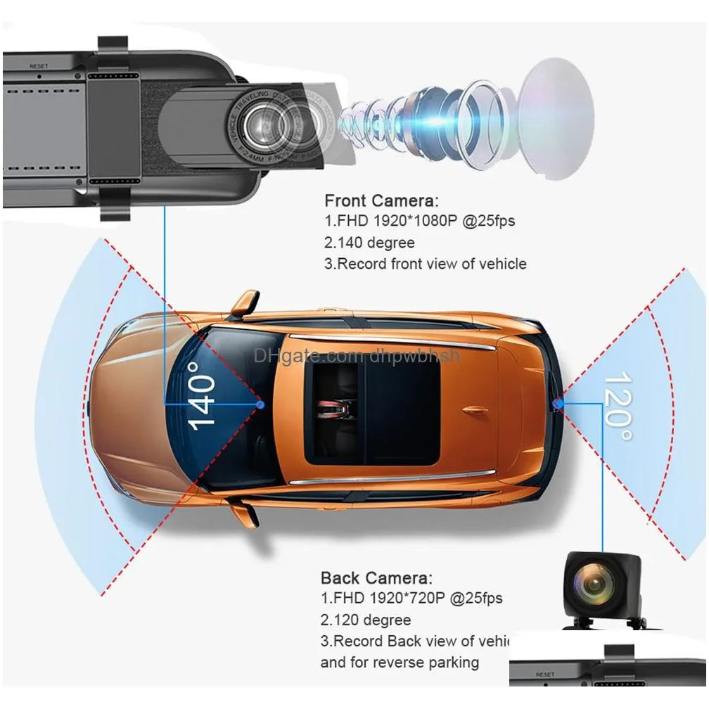 10 inch 4g car rear view mirror adas 1080p dual lens video recorders g-sensor rearview mirror gps navigator