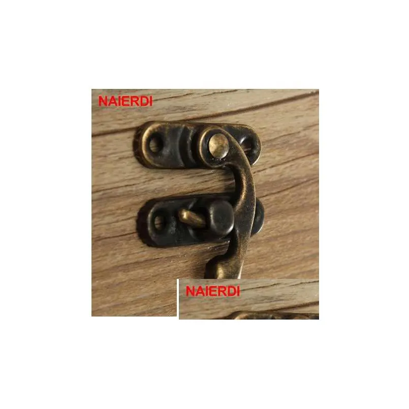 10pcs naierdi small antique metal lock decorative hasps hook gift wooden jewelry box padlock with screws for furniture hardware