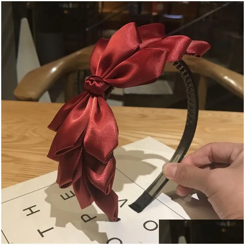 Headbands Cute Hair Accessories Wholesale Headband Women Solid Color Bow Band Handmade Headdress 10 Colors Drop Delivery Jewelry Hair Dhwhx