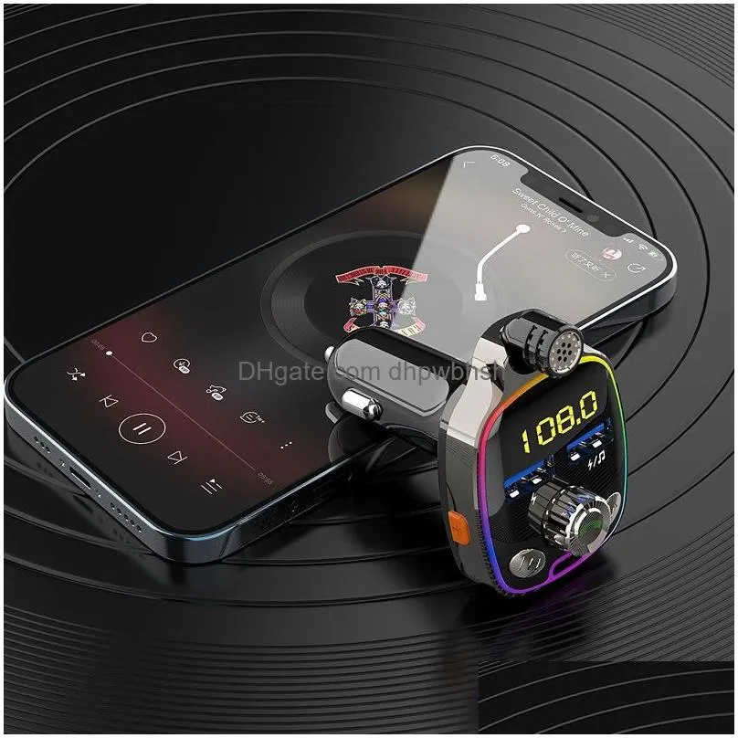 bluetooth car kit  wireless bt 5.0 auto fm transmitter hands calling with 5v/3.6a pdadddouble usb ports