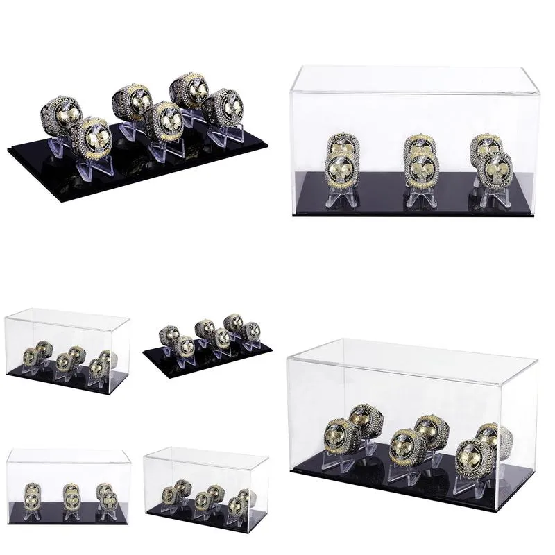 6 slot championship ring display case box baseball basketball softball hockey high school tournament college sport championship rings