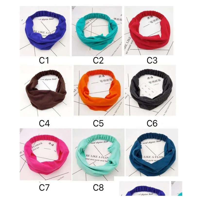 Headbands Pure Color Sport Headband Elastic Cotton Wide Hairband 14 Colors Simple Design Head Wrap Wholesale Melody2041 Drop Delivery Dhwtu