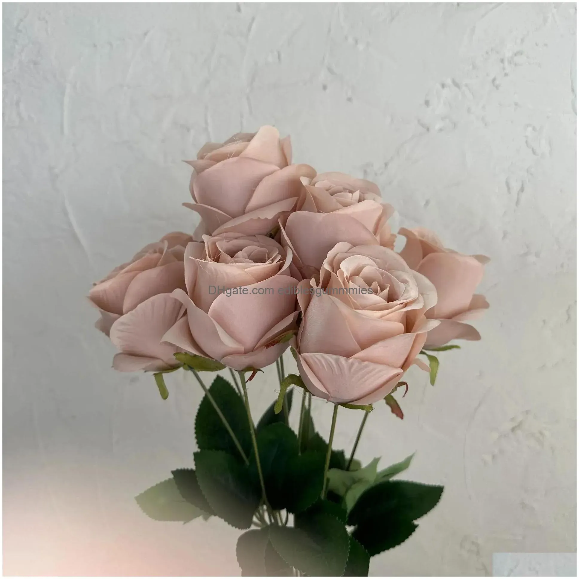 wedding decorative flowers 9heads rose bouquet silk flowers for home decorations