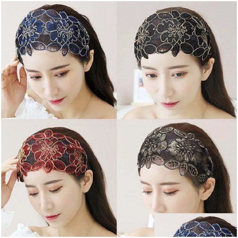 Headbands Wide Lace Embroidery Hairpin With Toothed Headband Simple Hairband Fashion Women 5 Colors Wholesale Drop Delivery Jewelry H Dh8Qx