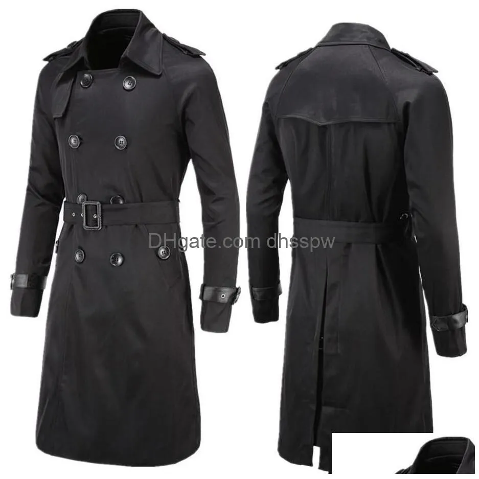 men trench coat classic double breasted trench coat masculino male winter clothing long jackets coats british style overcoat