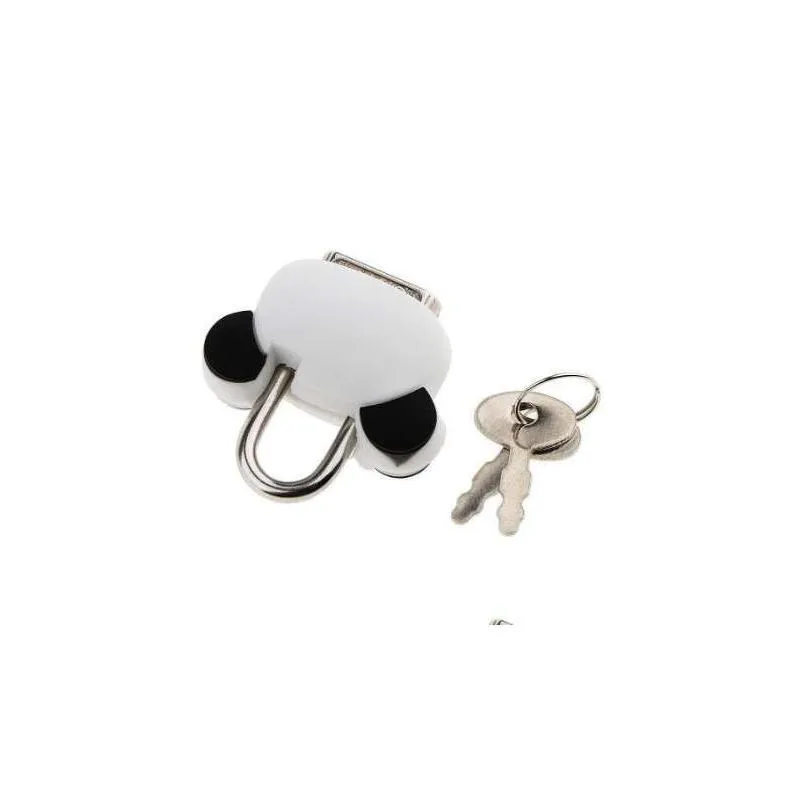 security lock mini padlock animal cute doll cartoon lock with key panda shaped used for jewelry box/drawer/cupboard/storage box