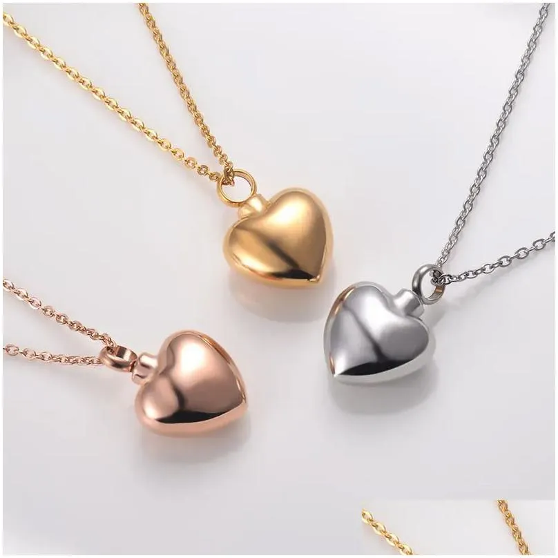 Pendant Necklaces New Pendant Fashion Titanium Steel Heart-Shaped Per Bottle With Detachable Jewelry Heart Pendants Drop Delivery Jewe Dh3Mx