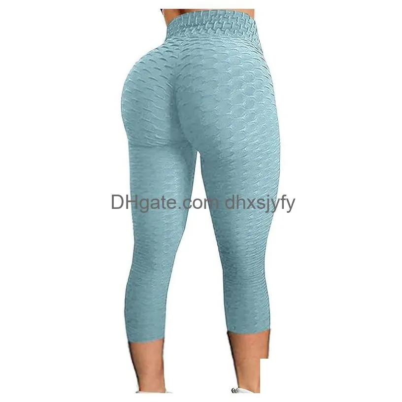 yoga outfit womenbubble hip lifting legging high waist fitness gym sports pants push up elasticity plus size cropped tight