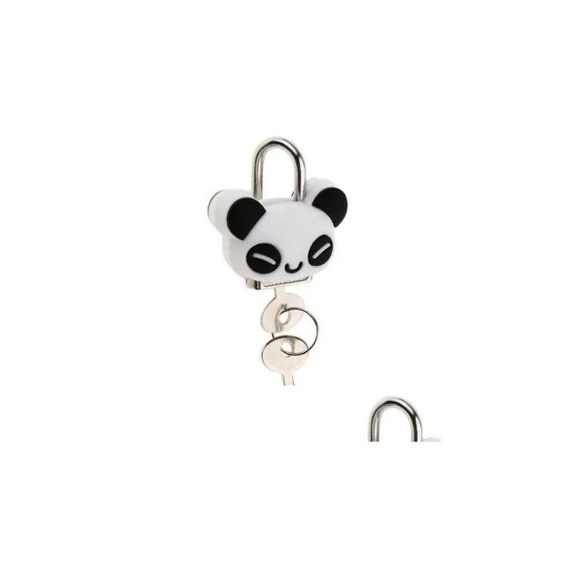 security lock mini padlock animal cute doll cartoon lock with key panda shaped used for jewelry box/drawer/cupboard/storage box