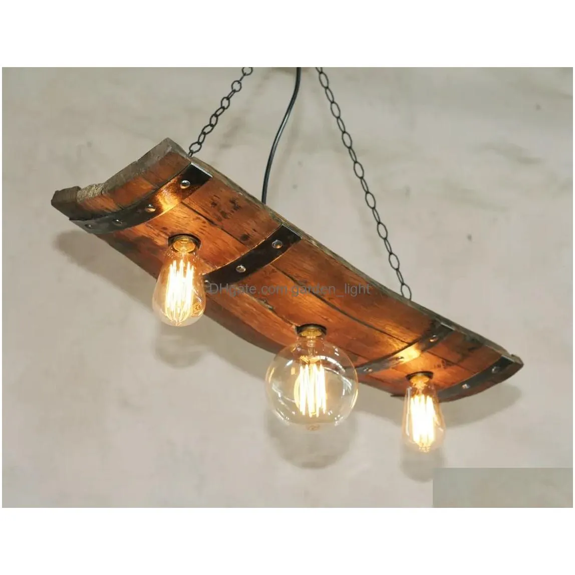 rustic ceiling lights - wine barrel pendant light - wine room and cellar lighting