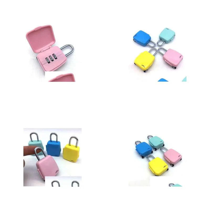 password lock six-color cartoon metal student cute padlock travel luggage lock