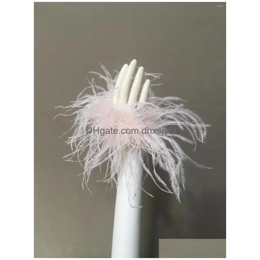 knee pads ostrich feather bracelet wrist cuffs mini sleeve for party luxurious furry fluffy 2023 fashion small accessory