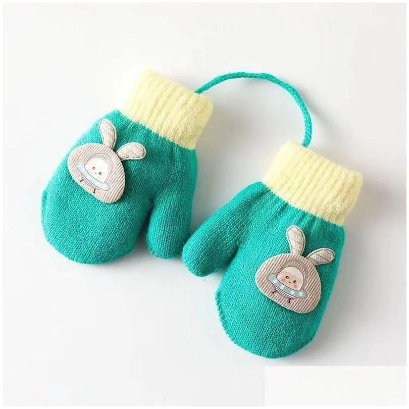 Mittens 2023 New Candy Colors Baby Knitted Mittens Lovely Animal Design Cute Gloves For 1-3 Years Old Drop Delivery Fashion Accessorie Dhc27