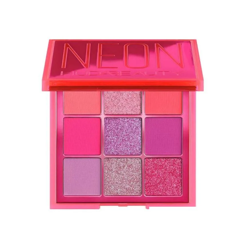 brand neon obsessions eyeshadow palette highly pigmented 9 shades for mattes creamy metallics shimmers smooth and blendable texture orange pink or