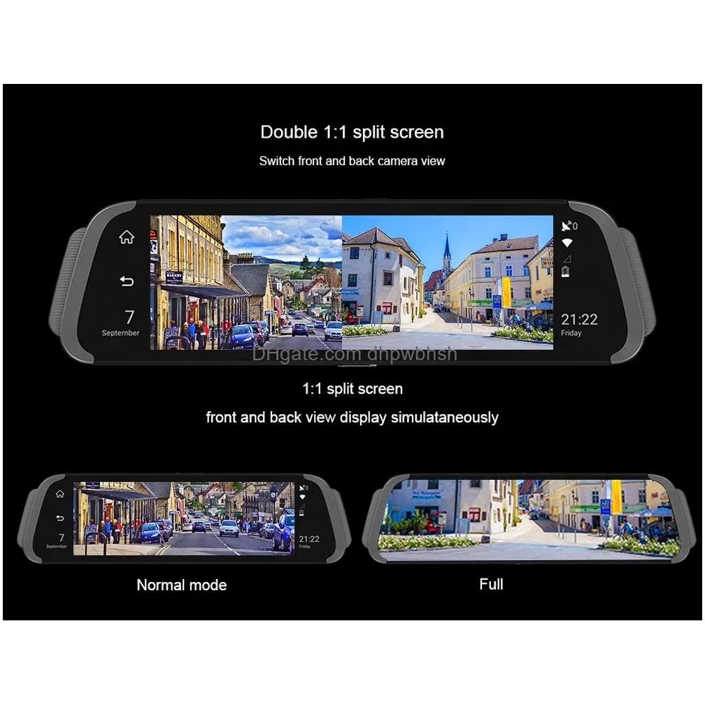 global 4g network 10 inch stream media rear view mirror dual hd 1080p cameras lens car dvr gps navigation adas