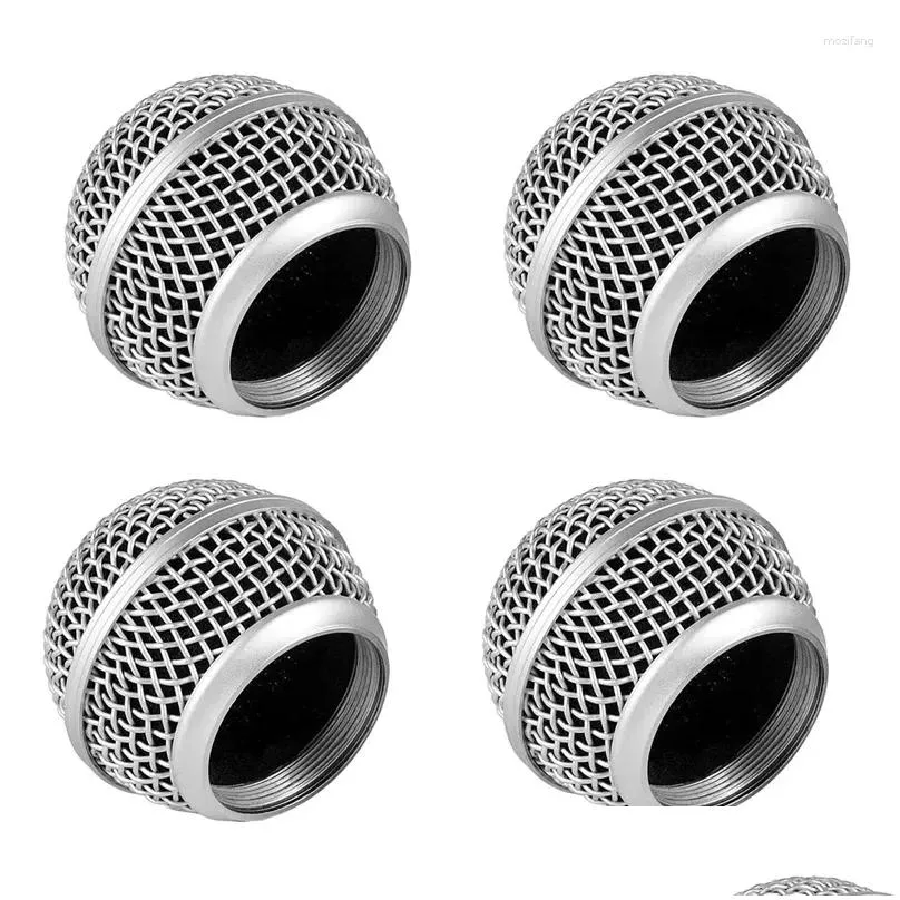 microphones 4 pcs metal microphone mesh heads head with sponge compatible