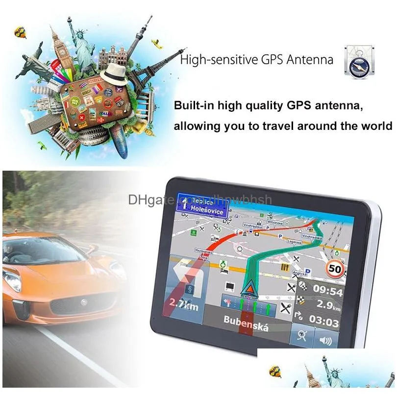 hd 7 inch auto car gps navigation bluetooth hands calls truck navigator avin fm transmitter 8gb 3d maps