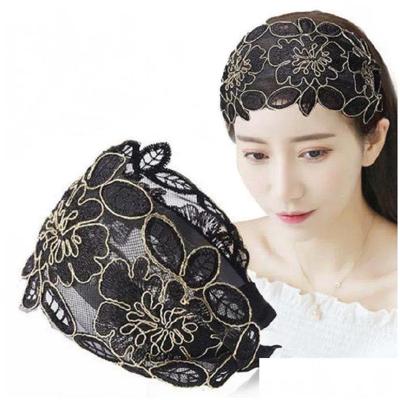 Headbands Wide Lace Embroidery Hairpin With Toothed Headband Simple Hairband Fashion Women 5 Colors Wholesale Drop Delivery Jewelry H Dh8Qx