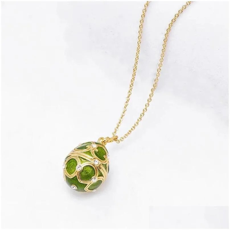 Pendant Necklaces Selling Enamel Drop Can Open Flowers Easter And Christmas Gifts With Egg Necklace Drop Delivery Dh9Sl