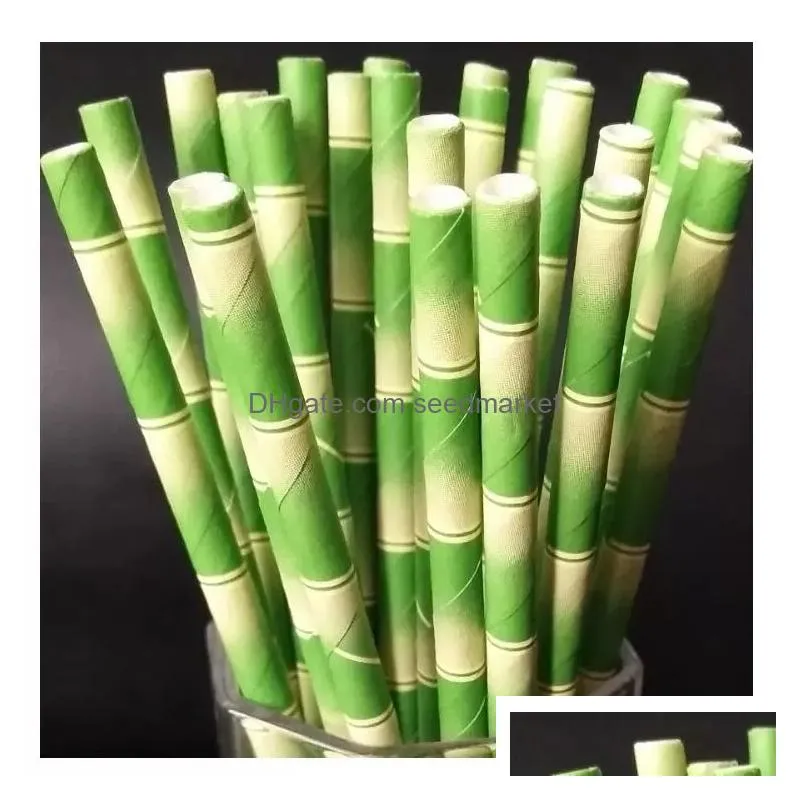 paper straws 19.5cm disposable bubble tea thick bamboo juice drinking straw 25pcs lot eco-friendly milk straw birthday wedding party