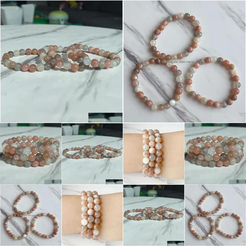 Beaded Mg2031 New Design 8 Mm Rainbow Sunstone Bracelet Set Womens Natural Gemstone Beaded Energy Jewelry Drop Delivery Jewelry Brace Dharg