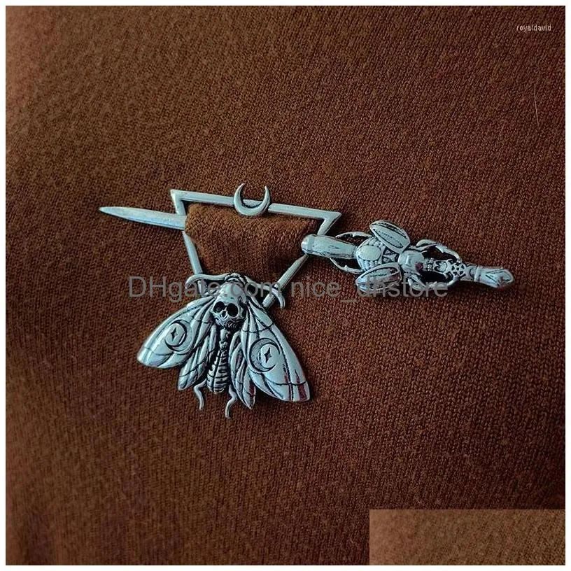brooches pennanular brooch dead head skull moth hair stick accessories vintage pins barrette