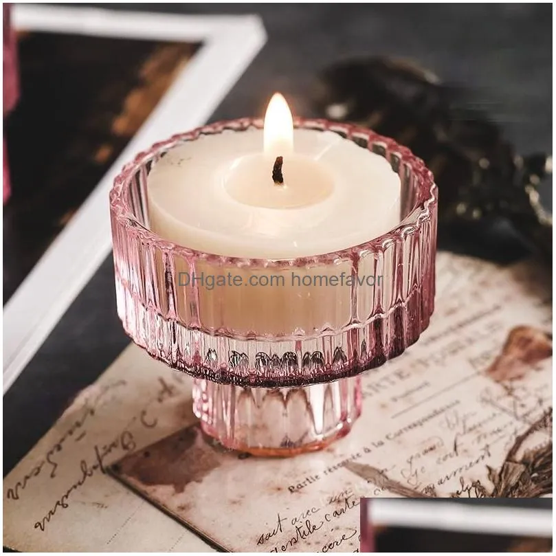 candle holders nordic pink glass candlestick european candles table stand romantic pophor home decoration7158384