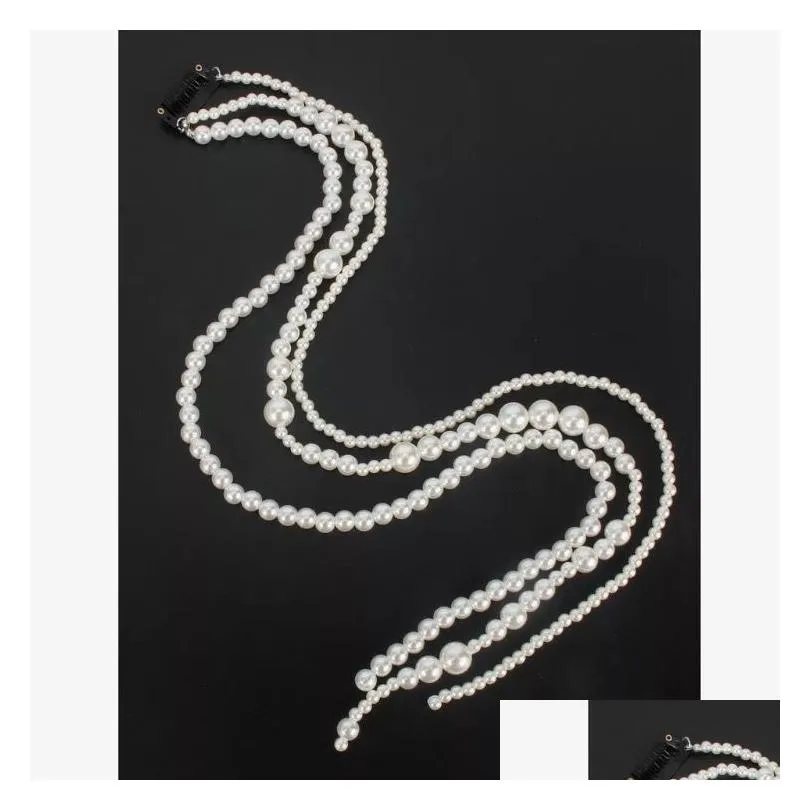 Other Fashion Pearl Jewelrytassel Hair Clips Long Trendy Headdress Abs Imitation Pearls Head Chain 50Cm Drop Delivery Jewelry Hairjew Dh9Li