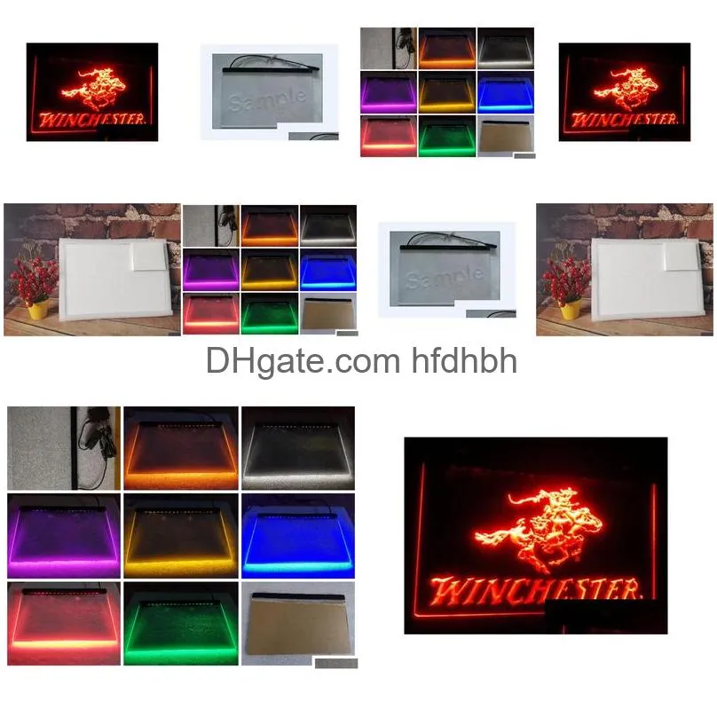 b107 winchester firearms gun beer bar pub club 3d signs led neon light sign home decor crafts