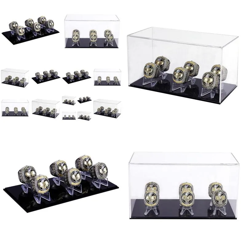 6 slot championship ring display case box baseball basketball softball hockey high school tournament college sport championship rings