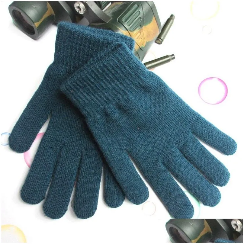 Fingerless Gloves Wholesale Winter Warm Gloves Thickened Plus Veet Elastic Knitted Five Finger Magic Mittens Drop Delivery Fashion Acc Dhgn4