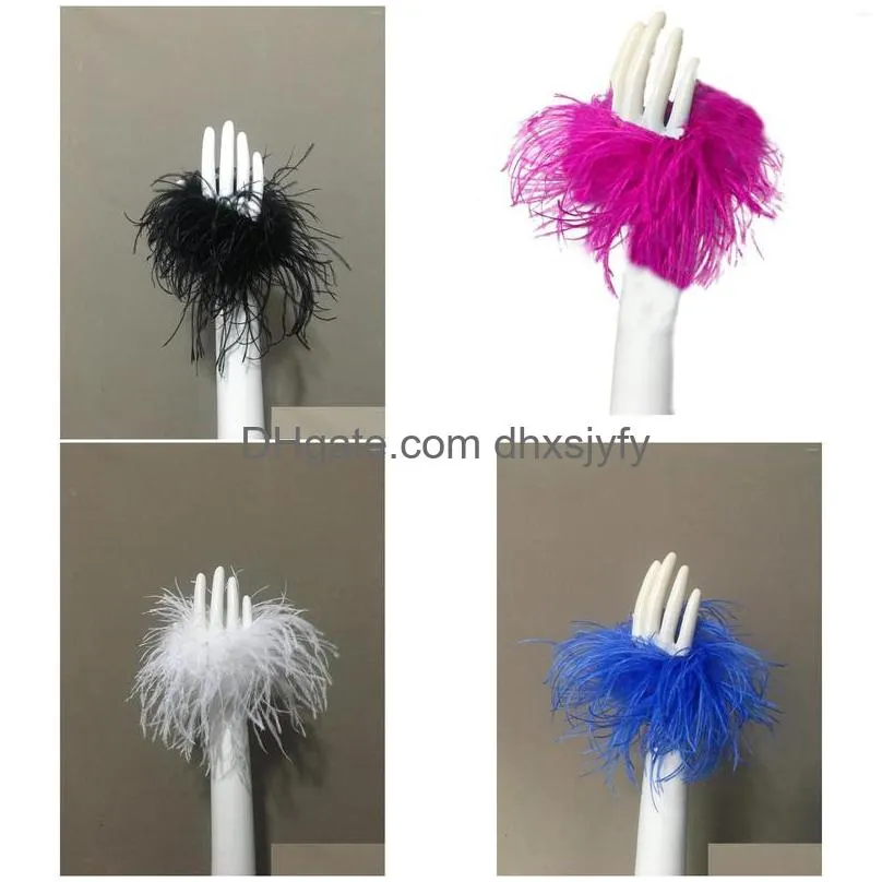 knee pads ostrich feather bracelet wrist cuffs mini sleeve for party luxurious furry fluffy 2023 fashion small accessory