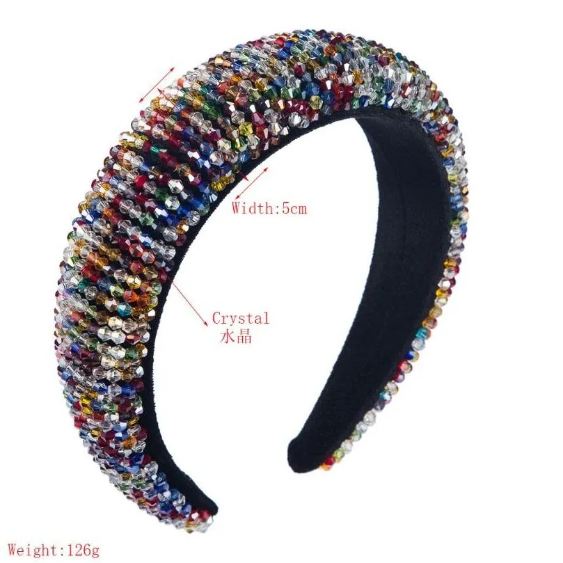 Headbands Gold Veet Headbands For Women Luxury Ins Handmade Beaded Hairband Girls Sponge Wide Brimmed Headband Wholesale Drop Deliver Dhfbe