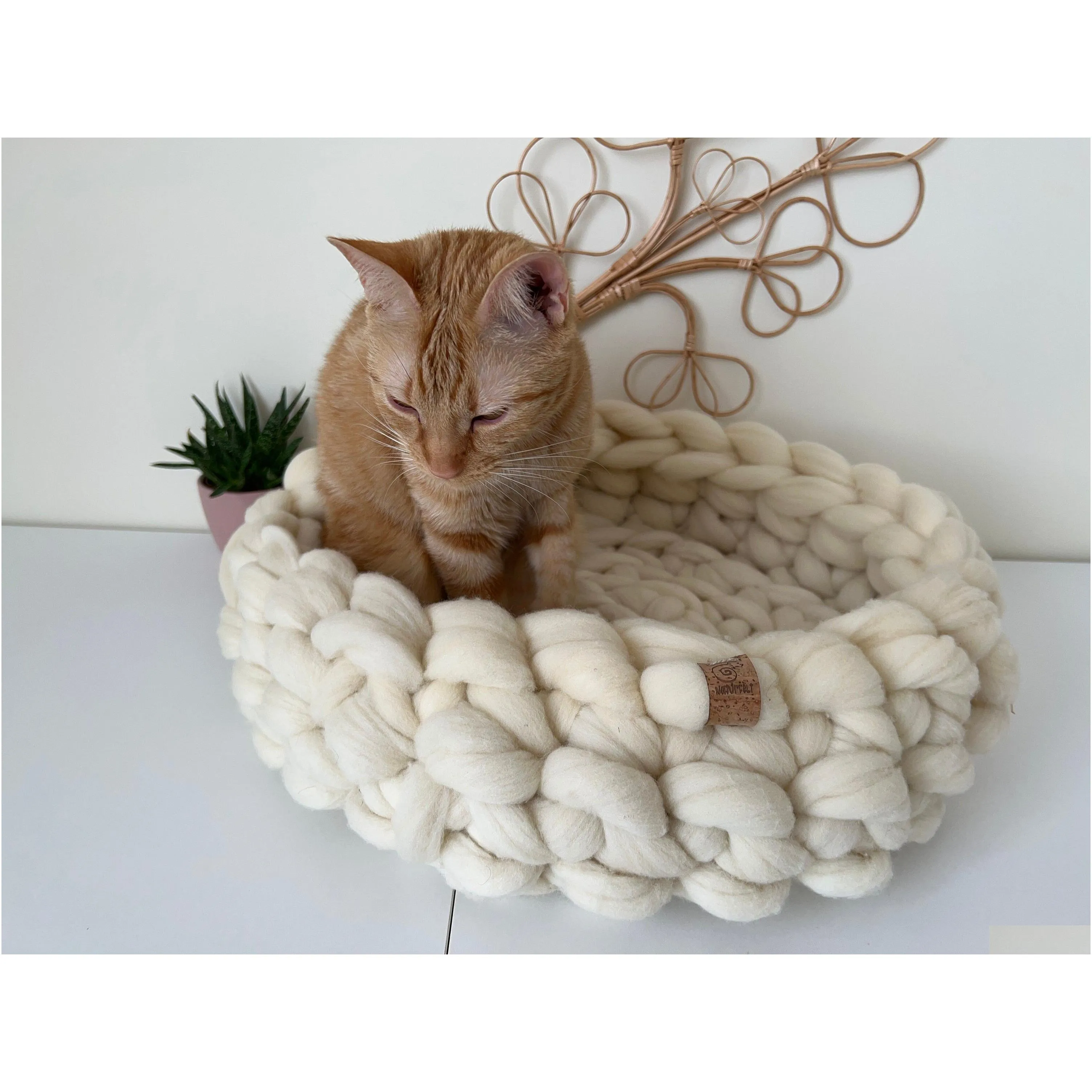 Cat Beds & Furniture Natural Merino Wool Pet Bed Knit Kitten Gift Away This Soft Ecological Basket For Cats Eco- Drop Delivery Home Ga Ot3N0