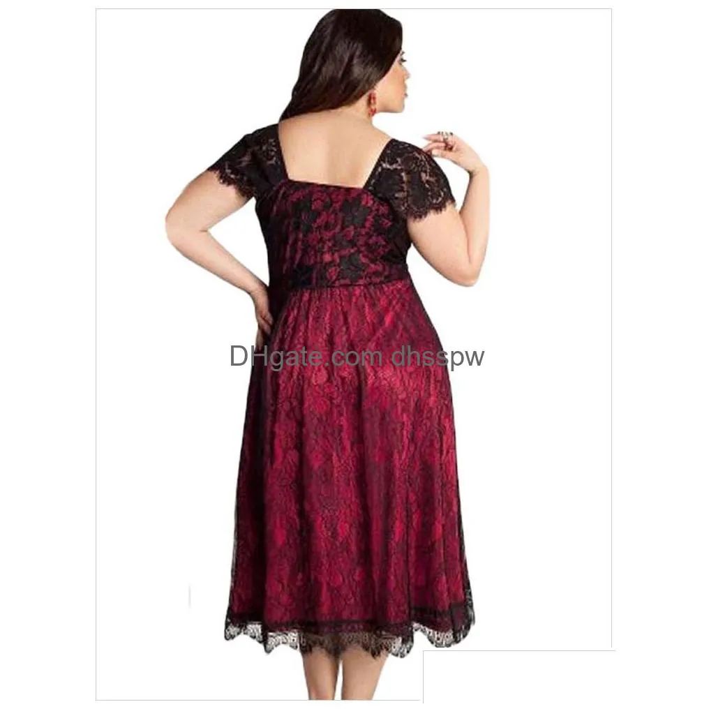 summer sexy women lacework dress v neck floral lace paty dresses plus size dress 5xl clothing vestidos