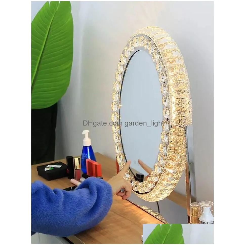 Table Lamps Crystal Mirrors Stepless Dimming Led Desk Lamp Makeup Vanity Mirror Light Ins Modern Decoration Lens Headlight Drop Deli Dh4Bm