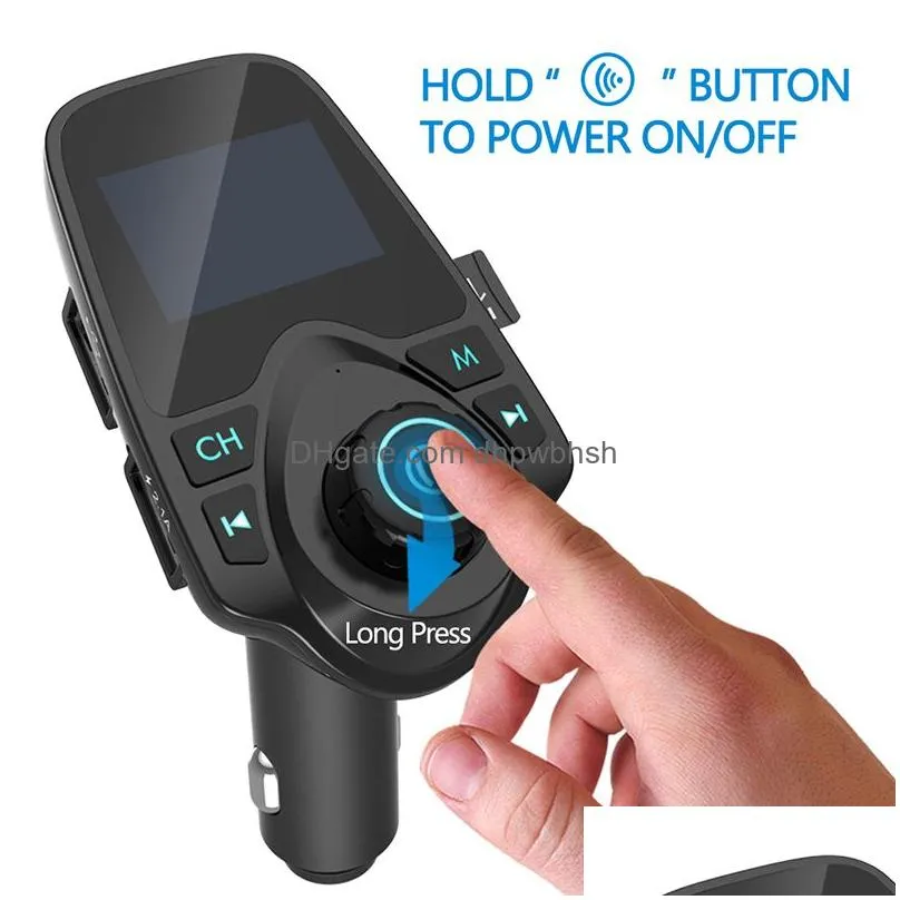 t11 lcd bluetooth hands- car auto kit a2dp 5v 2.1a usb  fm transmitter wireless modulator audio music player with package