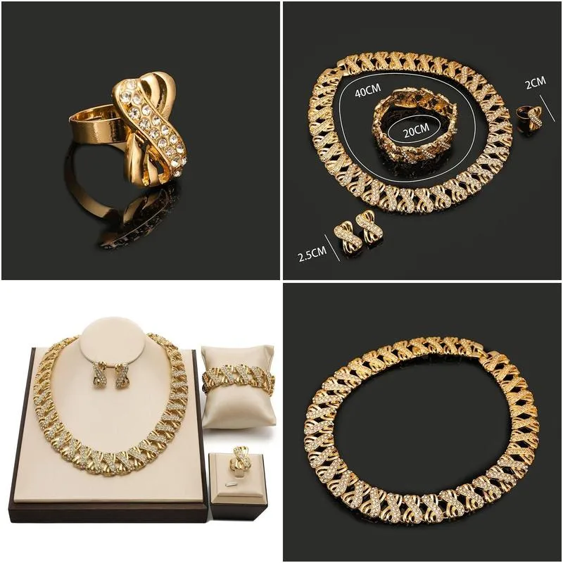 Earrings & Necklace Earrings Necklace Dubai Gold Bridal Jewelry Set Wholesale Nigerian Accessories Fashion African Beads Woman Costum Dhd1U