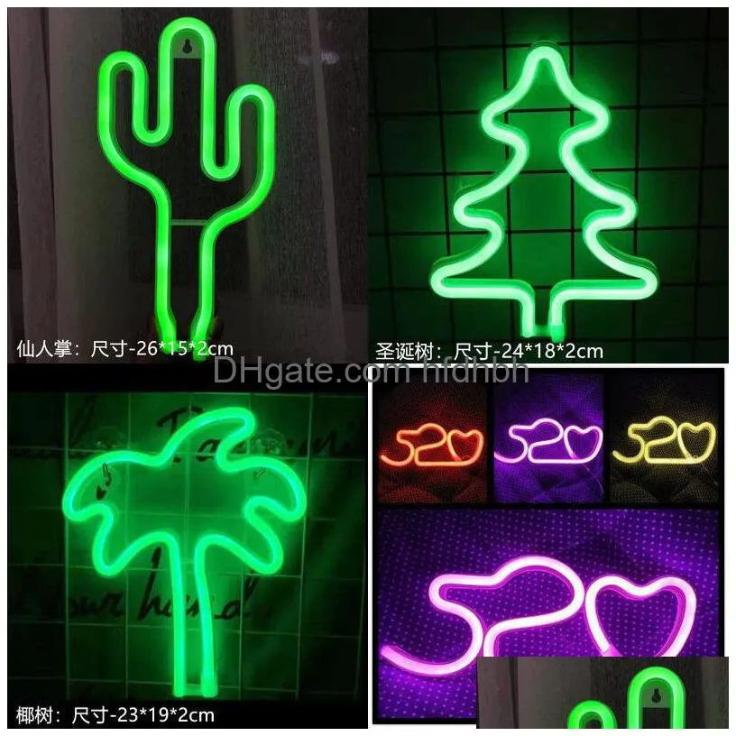 multi styles neon sign colorful rainbow led night lights for room home party wedding decoration table lamp powered by usb